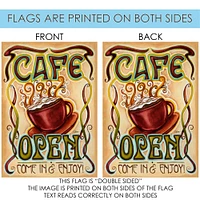 CafÃ© Open Decorative Coffee Double Sided Flag