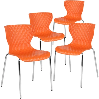 Emma and Oliver 4 Pack Contemporary Design Plastic Stack Chair