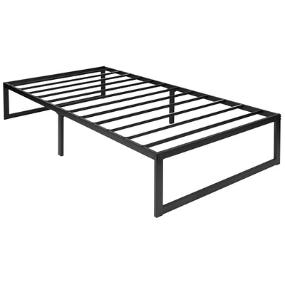 Merrick Lane Varallo 14 Inch Steel Bed Frame With Steel Slat Support For Any Mattress (No Box Spring Required)