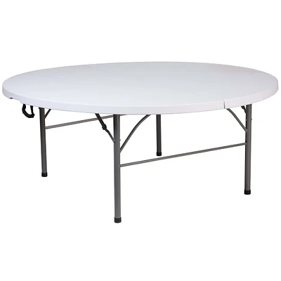 Emma and Oliver -Foot Round Bi-Fold Plastic Banquet and Event Folding Table with Carrying Handle