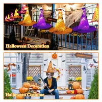 Halloween Decoration - 13FT Witch Hat Hanging String LED Light with 8 Lighting Modes | Battery Powered and Remote Control