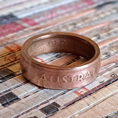 Australian HALF PENNY Coin Ring Made with Genuine Foreign Coin from Australia Copper Rings Lucky Penny Ring Cute Unique Gifts for Friends