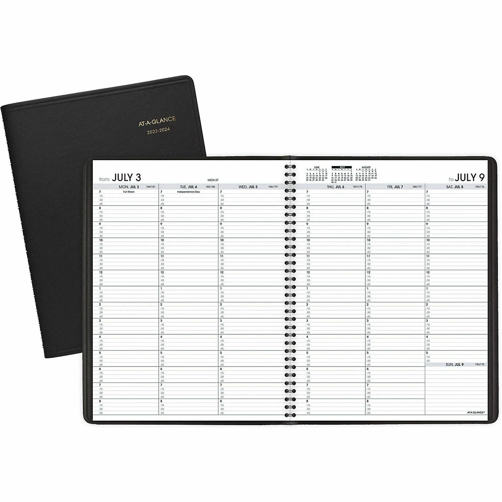 At-A-Glance Weekly Appointment Book, 11 x 8.25, Black Cover, 14-Month (July to Aug): 2023 to 2024