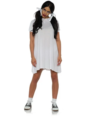 Women's Creepy Hotel Twin White Doll Dress Costume