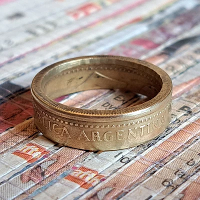 ARGENTINA Coin Ring Made With Genuine ARGENTINIAN Foreign Coin Bronze Rings Unique Gifts for Engagement Wedding Honeymoon Travel Vacation