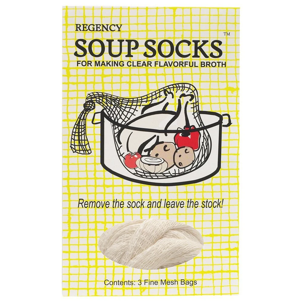 Regency Wraps Cotton Mesh Soup Socks for Making Clear Broth and Flavorful Soups - 3 Pack