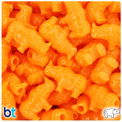 BeadTin Orange Opaque 25mm Rhino Plastic Pony Beads (24pcs)