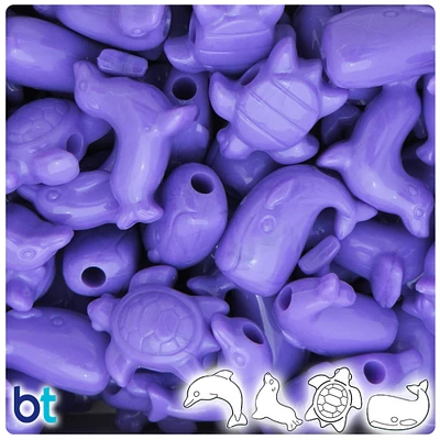 BeadTin Lilac Opaque Marine Life Plastic Pony Beads (2oz)