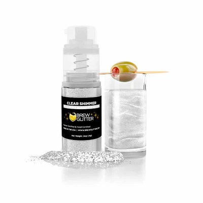 Clear Shimmer Drink Glitter | Edible Glitter Spray for Drinks, Beverages, Foods. FDA Compliant (4 Gram Pump)