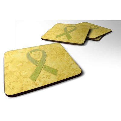 "Caroline's Treasures AN1203FC Yellow Ribbon for Sarcoma, Bone or Bladder Cancer Awareness Foam Coaster (Set of 4), 3.5"" H x 3.5"" W, Multicolor"