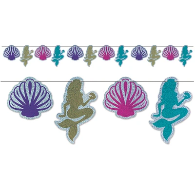 Mermaid & Seashell Streamer, (Pack of 12)