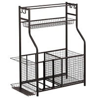 mDesign Metal Heavy Duty Garage Sports Storage Rack with Top Shelf