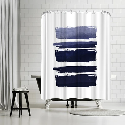 Blue Watercolor Strokes by Ikonolexi Shower Curtain 71" x 74"