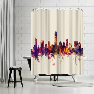 Austin Texas Skyline New 2 by Michael Tompsett - Art Pause Shower Curtain 71" x 74"