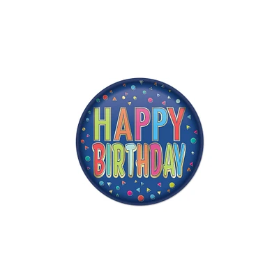 Happy Birthday Button, (Pack of 6)