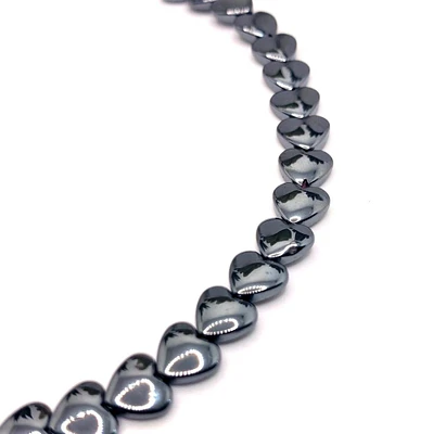 4, 20 or 50 Pieces: Hematite Heart Spacer Charm Beads - Double Sided