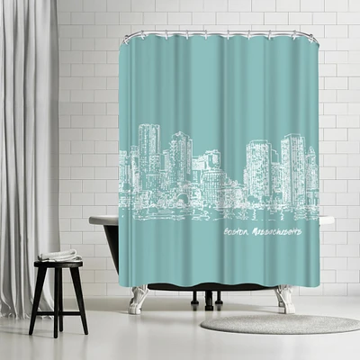 Skyline Boston 5 by Brooke Witt Shower Curtain 71" x 74"