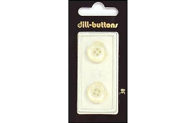 Dill Buttons 15mm 2pc 4 Hole White