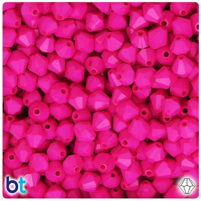 BeadTin Dark Pink Opaque 8mm Faceted Bicone Plastic Craft Beads (300pcs)