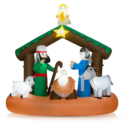 6 Feet Lighted Christmas Inflatable Nativity Scene Decoration