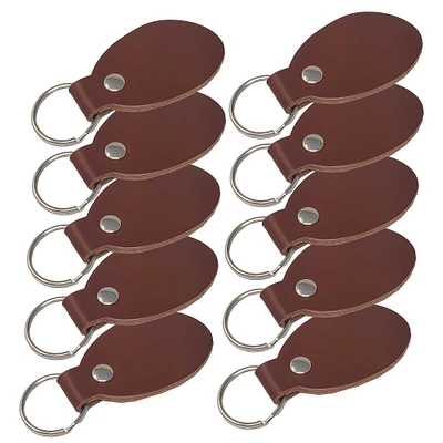 Leather Key Chains Blank 10 Pack - Hot Stamping, Embossing, Laser Engraving Ready-Promotional