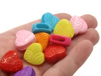 30 15mm Mixed Color Plastic Heart Large Hole Slide Beads