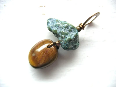 Turquoise Tigereye Gemstone Pendant Necklace Jewelry Handmade in USA