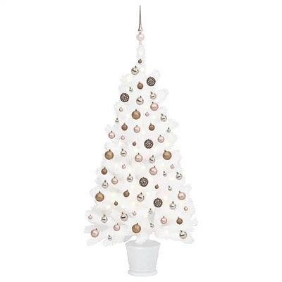 Artificial White Christmas Tree with LEDs and Balls