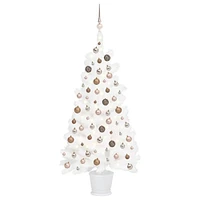 Artificial White Christmas Tree with LEDs and Balls