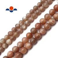 High Grade Peach Moonstone Smooth Round Beads.