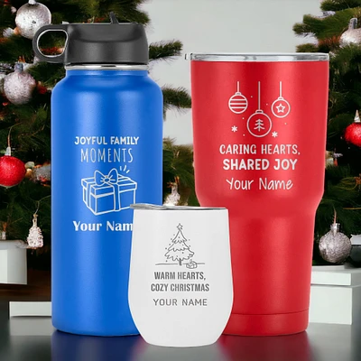 Laser Engraved Christmas Tumbler, Santa Coffee Mug, Personalized Travel Cup, Christmas Holiday Gifts For Mom, Dad, Husband, Wife, Kids