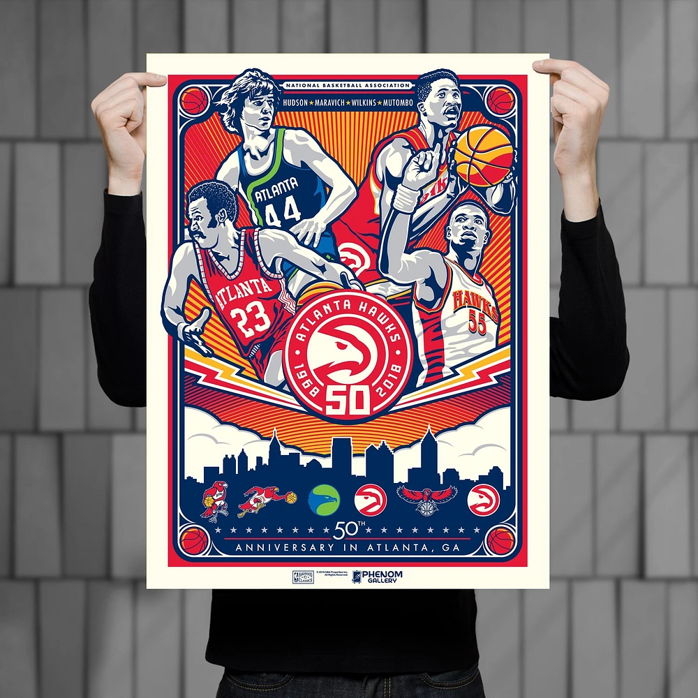 Phenom Gallery Atlanta Hawks 50th Anniversary In Atlanta 18" x 24" Serigraph