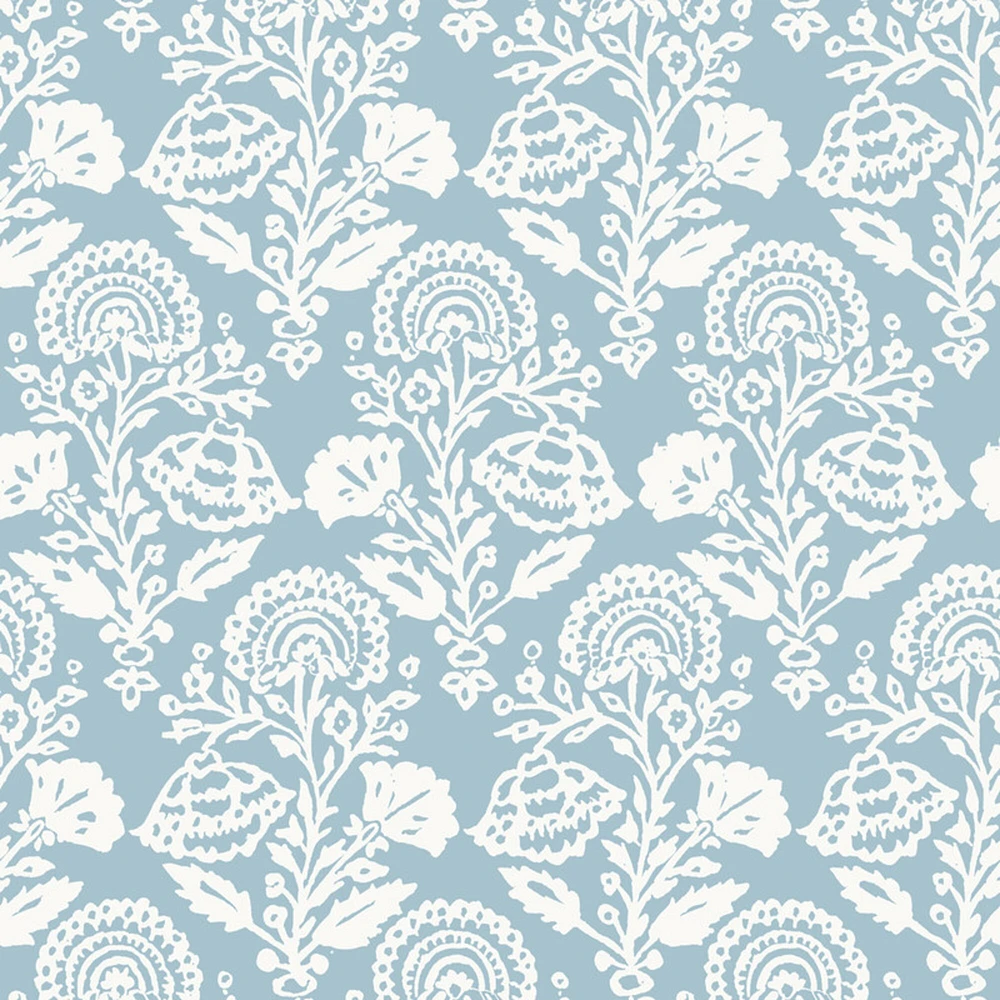 Tempaper & Co. Floral Damask Blue Peel and Stick Wallpaper