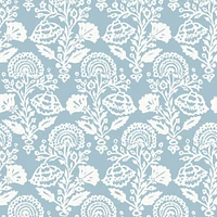 Tempaper & Co. Floral Damask Blue Peel and Stick Wallpaper