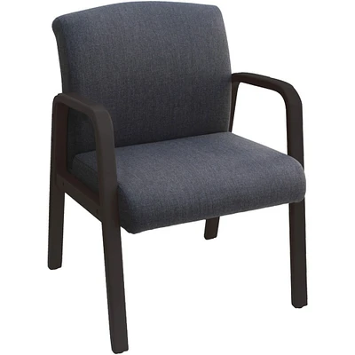 Lorell Gray Flannel Fabric Guest Chair, Gray, Black Fabric Seat, Wood Frame