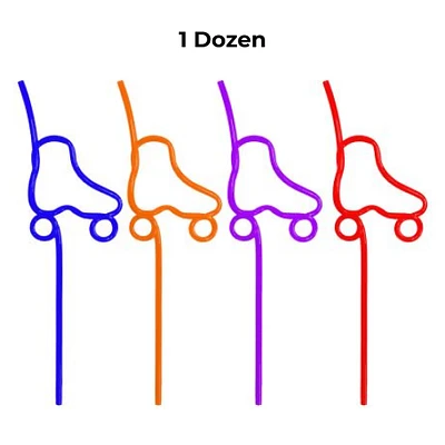 Roller Skate Shaped Straws - 12 Count 9 inches-4 colors Polybagged | MINA®