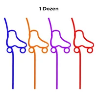 Roller Skate Shaped Straws - 12 Count 9 inches-4 colors Polybagged | MINA®