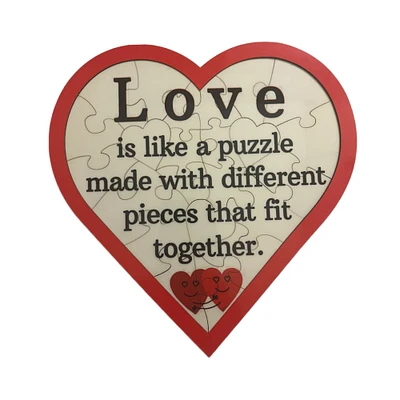 Wooden Heart Shaped Puzzle with Frame Love Is Like A Puzzle Valentine's Gift