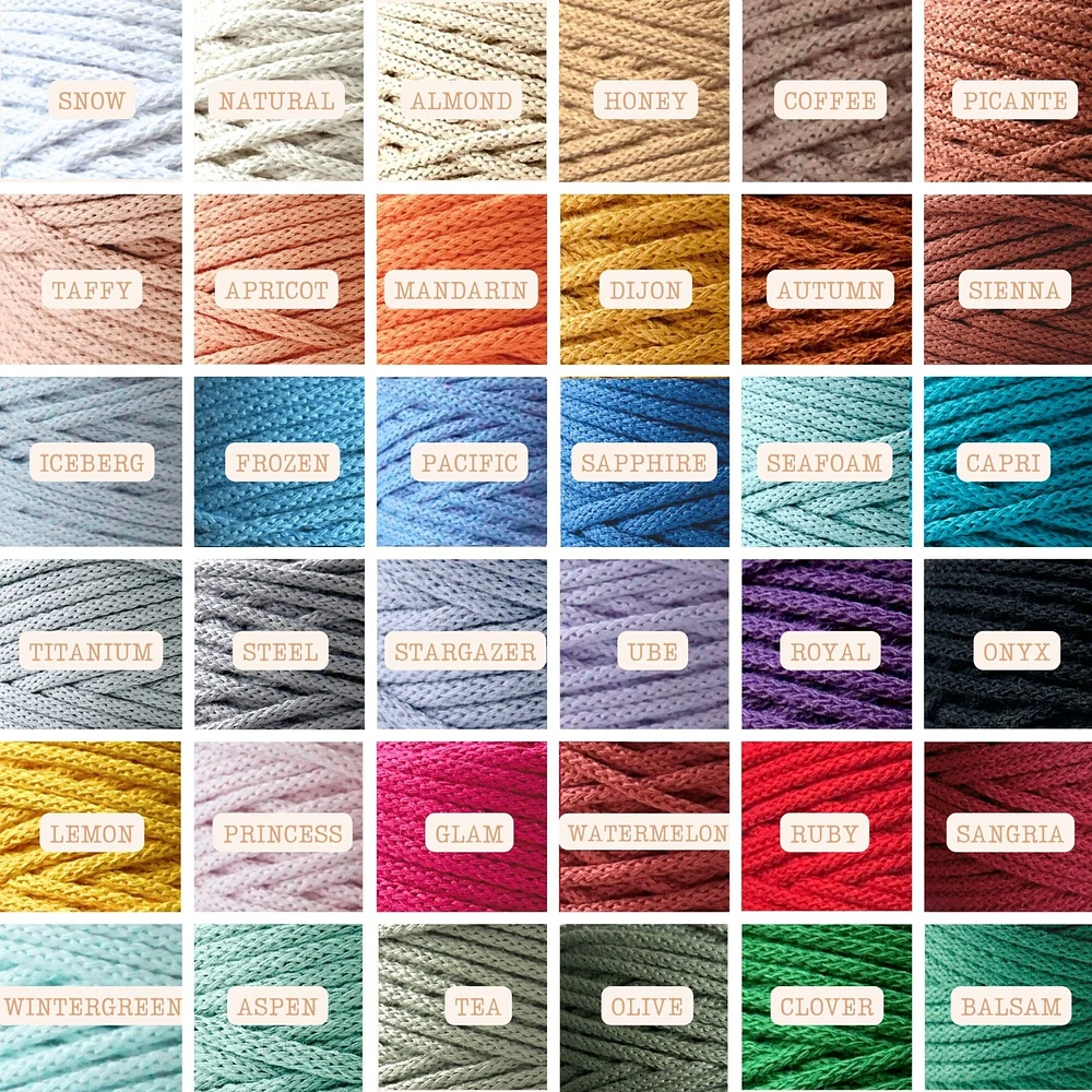 5mm Braided Cords for Macrame, approx 390ft/130yds - All for Knotting