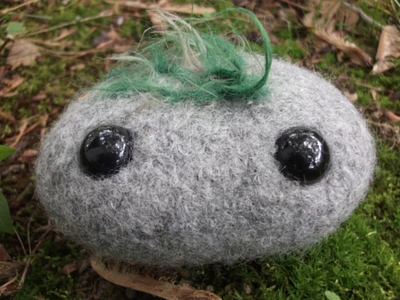 Rock stuffed toy, plush stone, knitted and felted wool