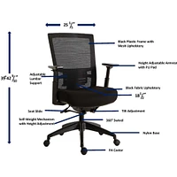 Lorell Task Chair, Mesh Back, 27-1/2"X27-1/2"X43-3/8" , Black