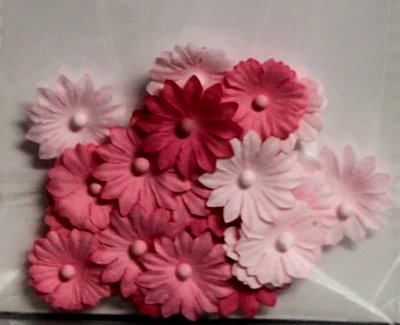 Designer Mini Pink Tri-Color Flowers 24 Pieces