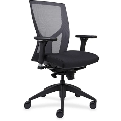 Lorell High-back Chair, Mesh Back, 6-way Arms, 26-1/4" x 25" x 47", Black