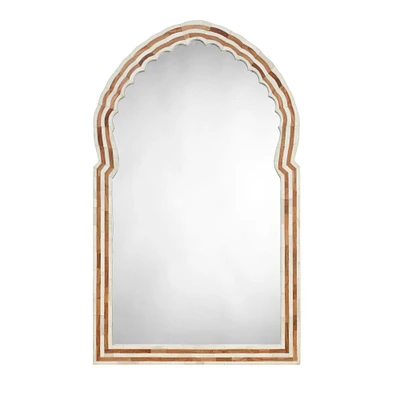 Jamie Young Company Large Bardot Bone Wall Mirror - 40" - Brown and White