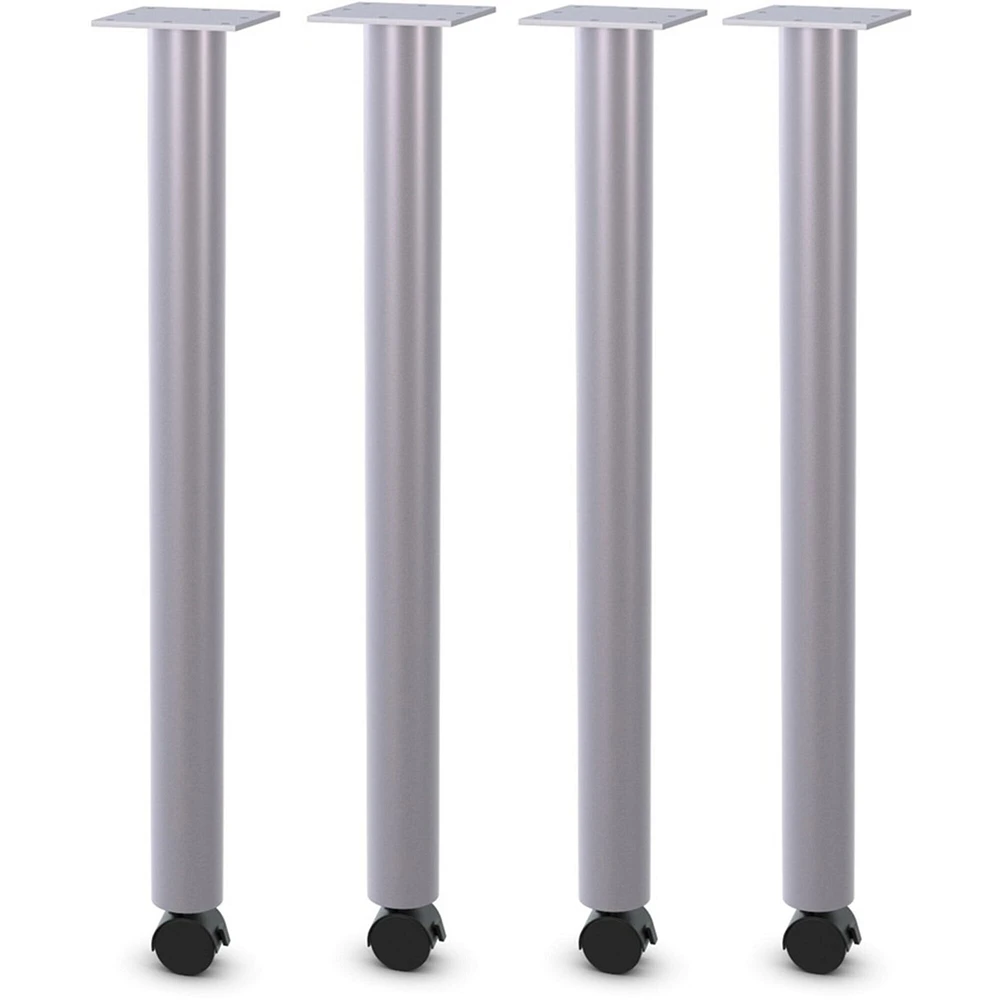Lorell Relevance Tabletop Post Legs - 1" x 2" x 27.8" , Caster - Material: Steel - Finish: Gray