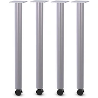 Lorell Relevance Tabletop Post Legs - 1" x 2" x 27.8" , Caster - Material: Steel - Finish: Gray