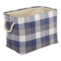 Contemporary Home Living Checkered Rectangular Large Storage Bin - 17.5" - Blue and Gray