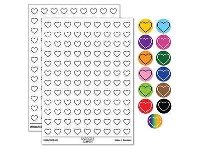 Heart Love Outline 0.50" Round Sticker Pack