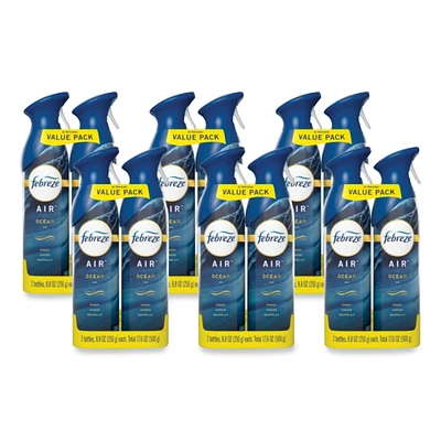 Febreze AIR, Ocean, 17.6 oz Aerosol Spray, 2/Pack, 6 Packs/Carton