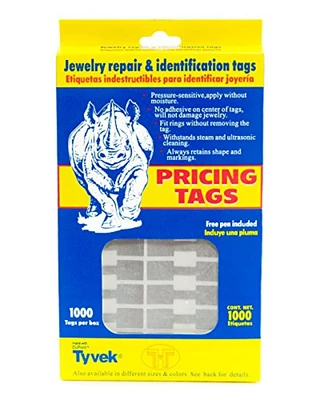 Jewelry Price Tags - Rectangle Silver (Package of 1000)